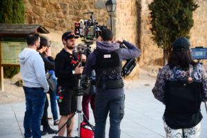 Grabación de un spot publicitario en el Puente de San Martín.