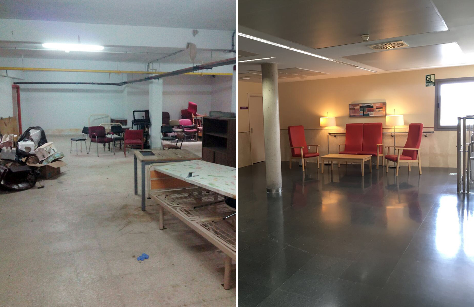 Antes y después de la Residencia San José, en Toledo.