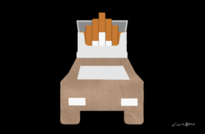 Ilustración de Andrés Collado Rodríguez sobre el contrabando de tabaco