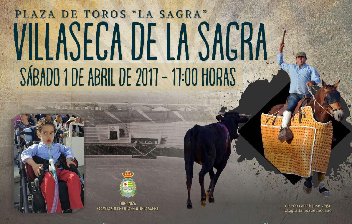 Cartel de corrida benéfica en Villaseca de la Sagra.
