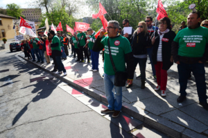 Concentración de los vigilantes de seguridad ante las Cortes de CLM.