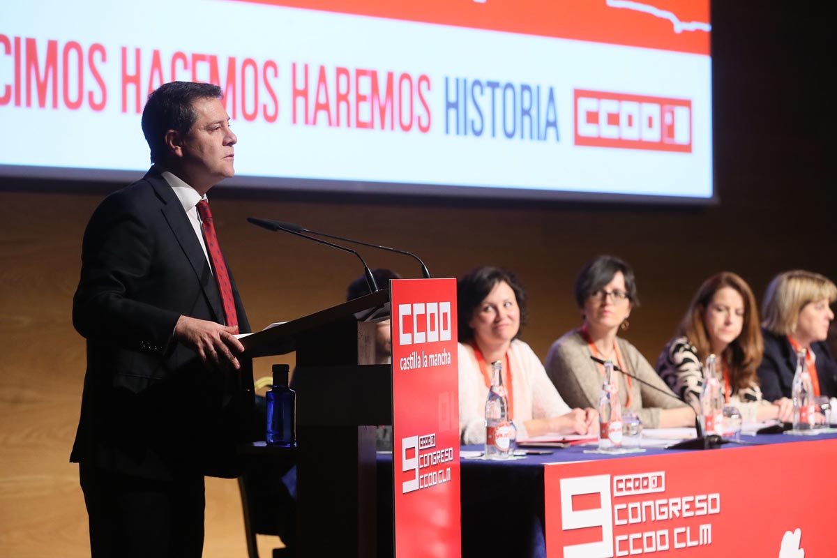 Page en el IX Congreso Regional de CCOO.