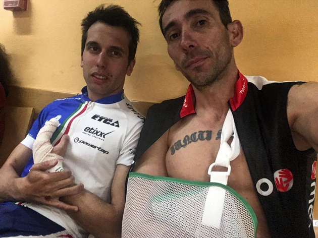 Los triatletas toledanos en el hospital tras el incidente ocurrido en Argés