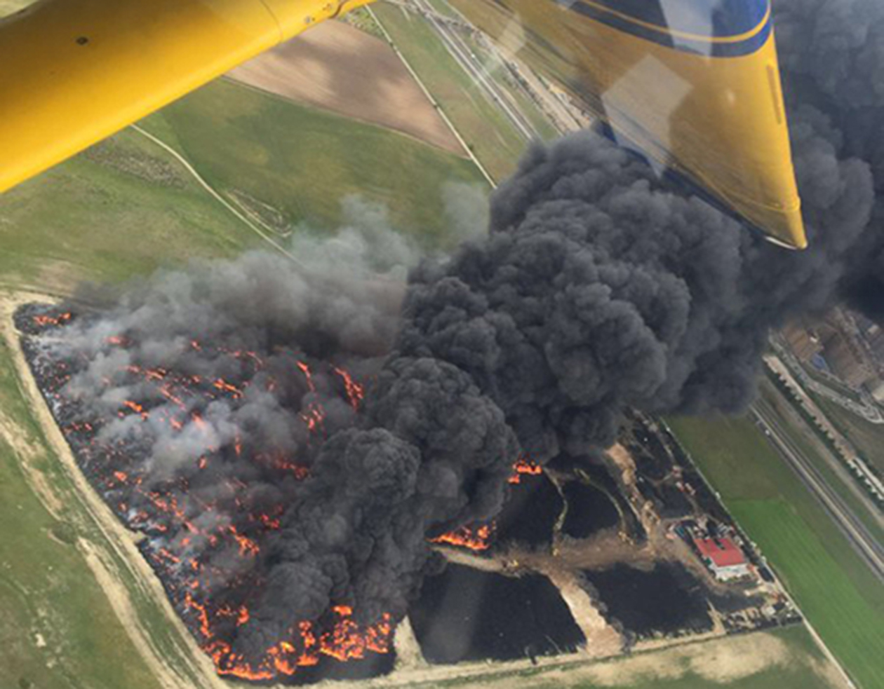 El incendio de Seseña en una vista aérea