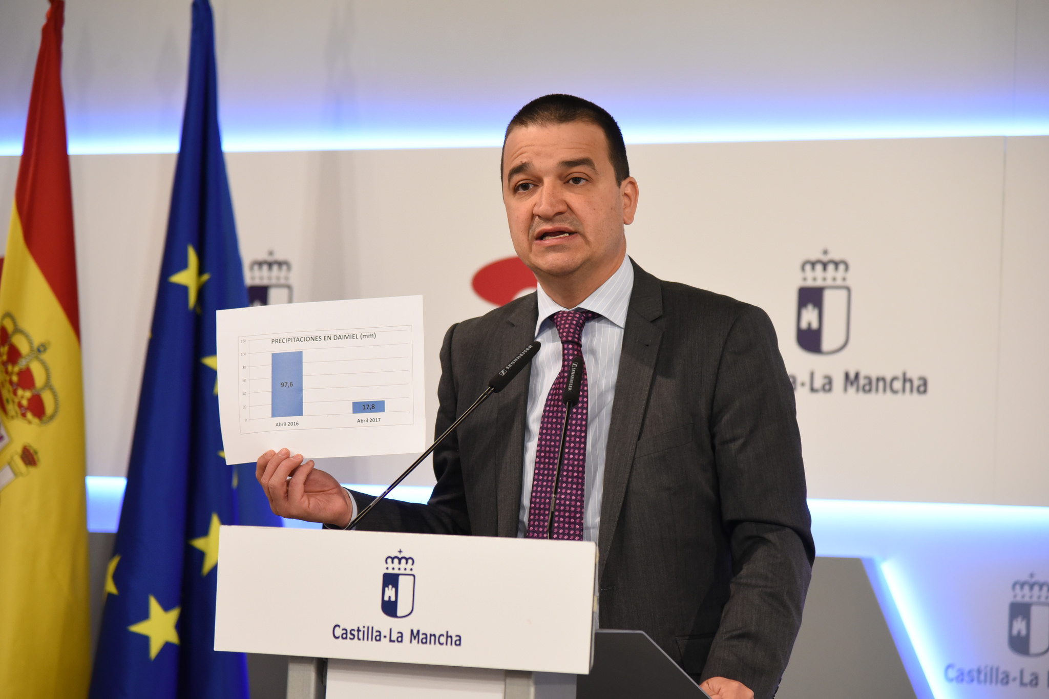 El consejero de Agricultura, Medio Ambiente y Desarrollo Rural, Francisco Martínez Arroyo, habla de la cosecha de cereal