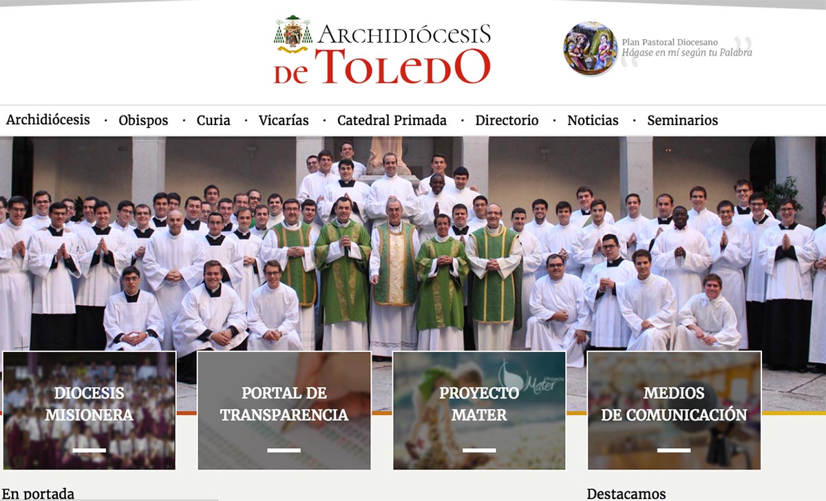 Detalle de la nueva web del Arzobispado de Toledo