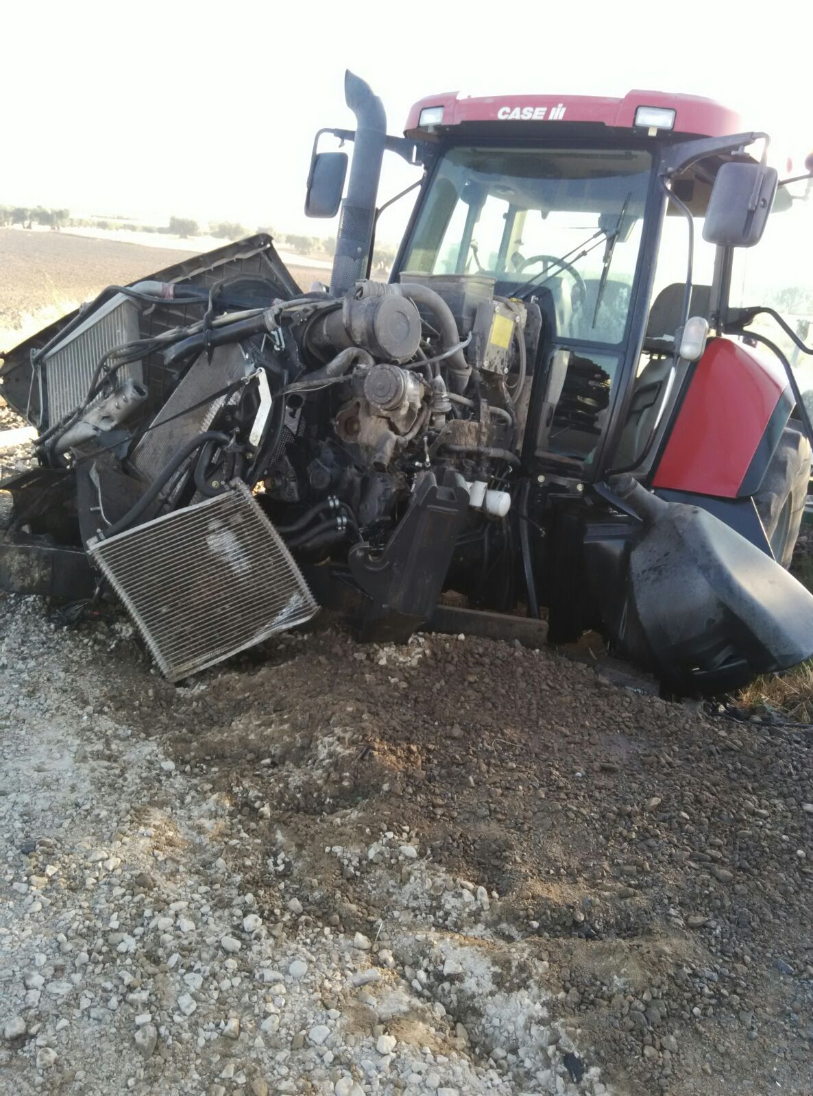 Imagen del choque de un tren y un tractor en Carmena