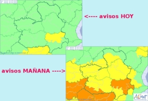 El mapa de las zonas en alerta de Aemet para hoy, martes 11, y para mañana, miércoles 12. Ola de calor