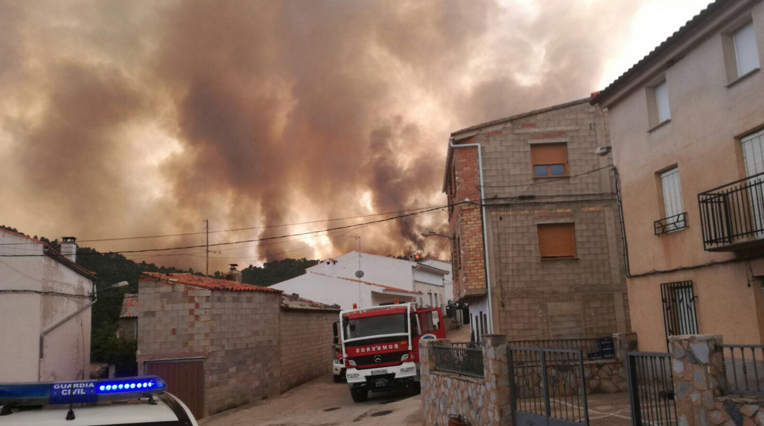 El incendio de Yeste en los primeros días de fuego.