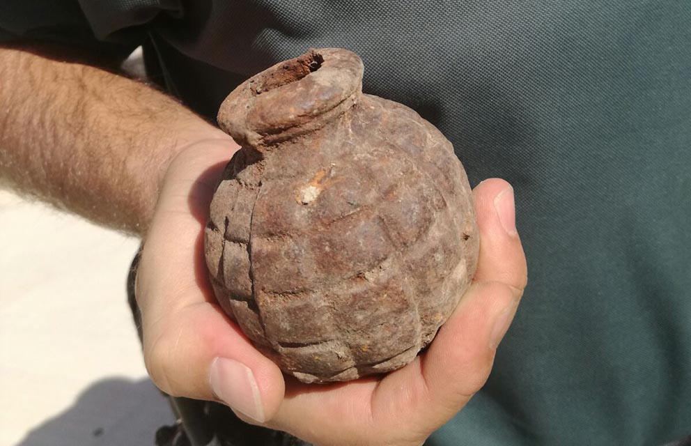 Esta es la granada de mano hallada en Bujalaro