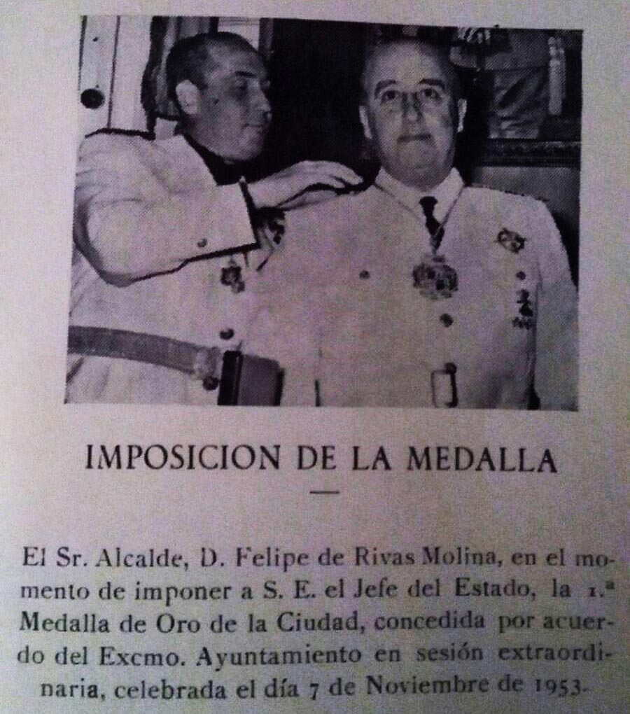 Crónica de la imposición de la medalla de oro a Franco concedida por Almadén.