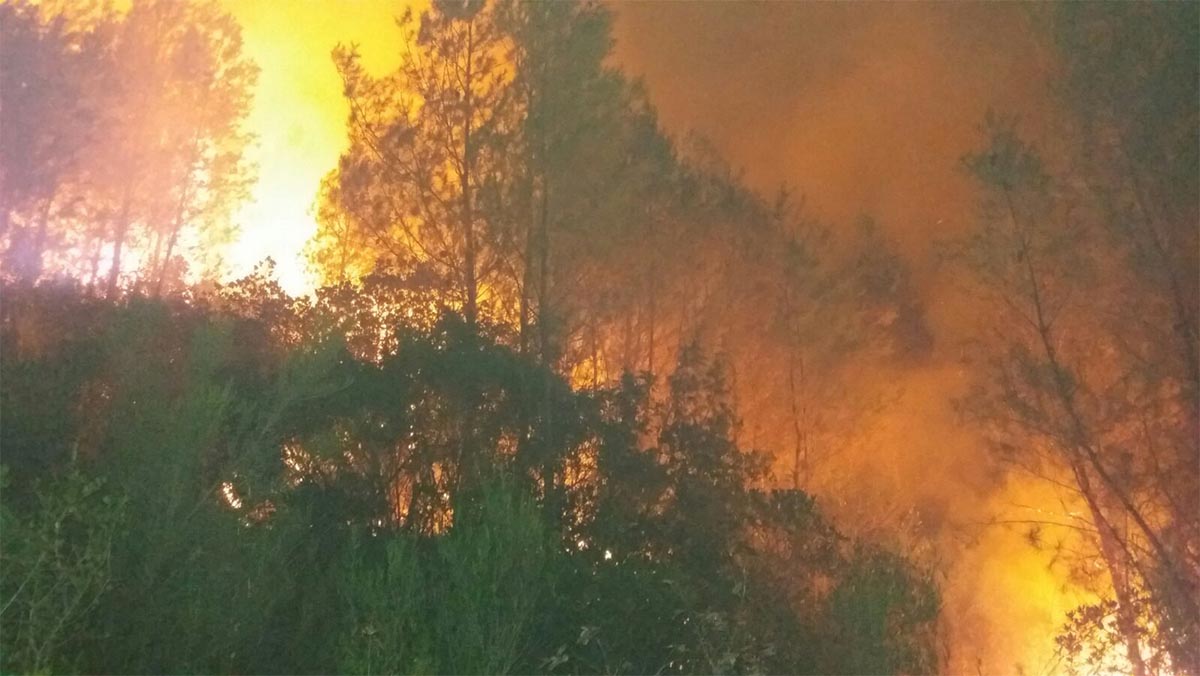 Fuego en Yeste durante la noche del sábado