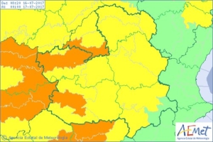 Así está el mapa de alerta por temperaturas en Castilla-La Mancha