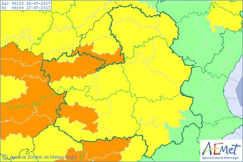 Así está el mapa de alerta por temperaturas en Castilla-La Mancha