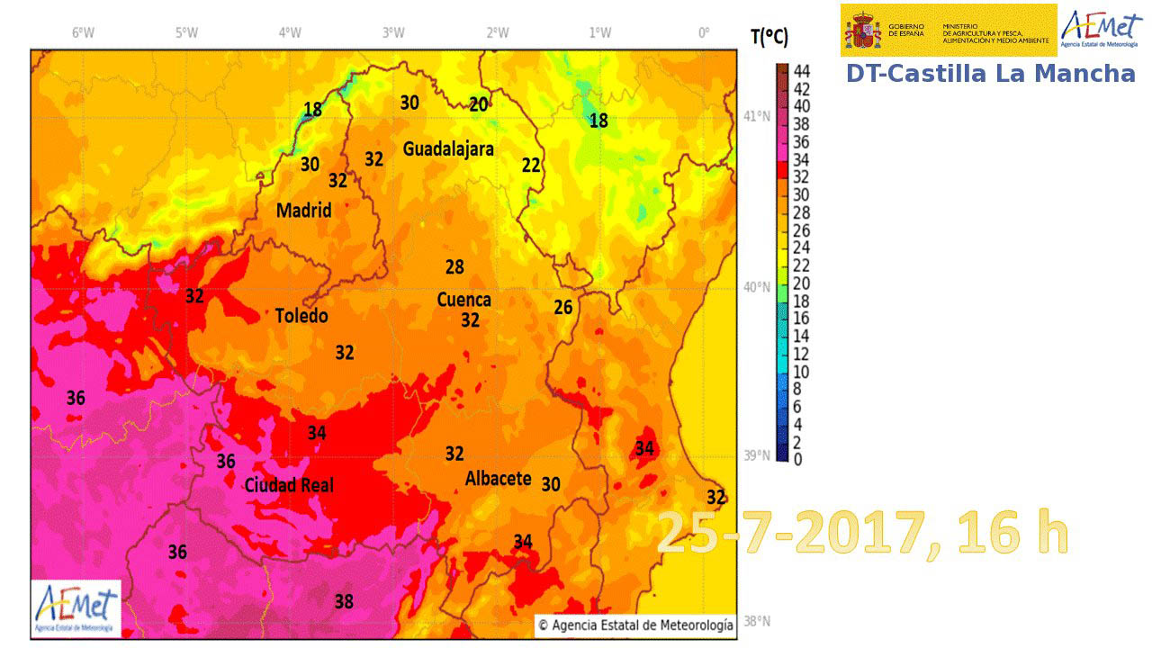 Mapa de temperaturas publicado por Aemet.