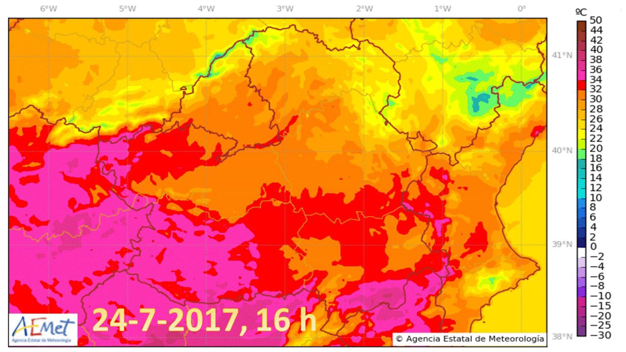 Mapa de las temperaturas publicado por Aemet.