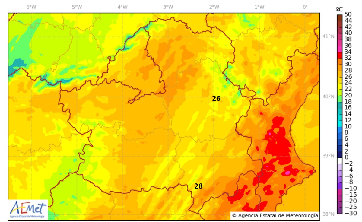 Previsiones de temperatura en Castilla-La Mancha el martes 1 de agosto.