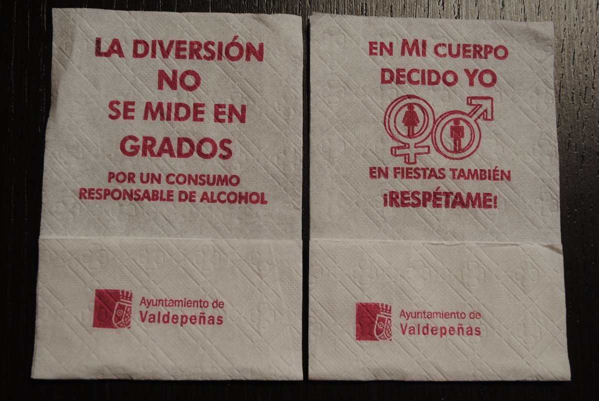 Valdepeñas lanza una campaña contra los abusos sexuales en las servilletas de los bares.