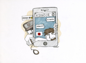 Ilustración sobre acoso por redes sociales ciberacoso