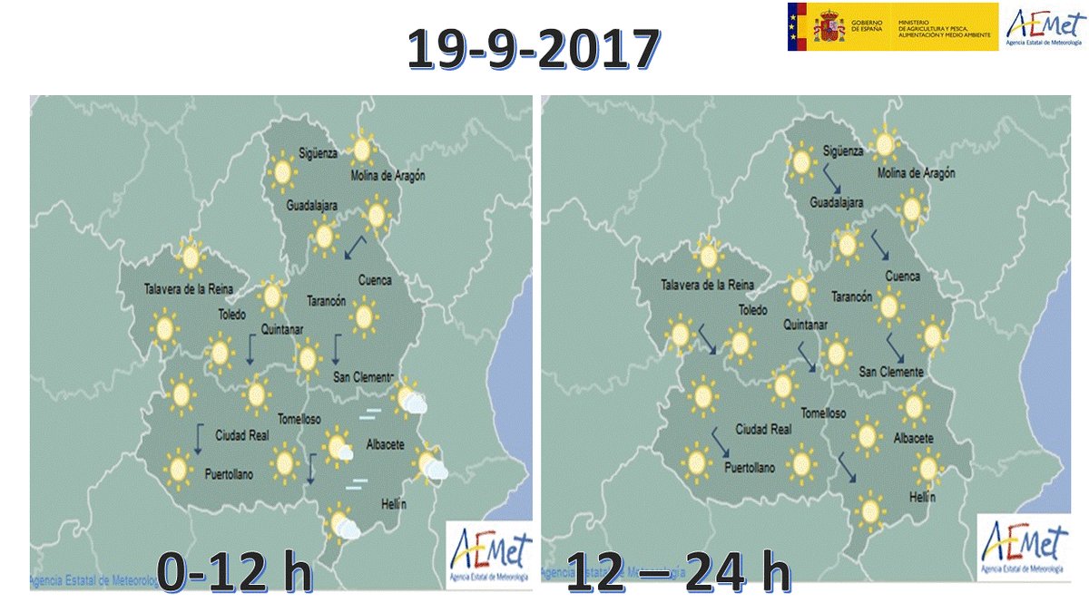 Previsiones de Aemet para el 19 de septiembre. temperaturas