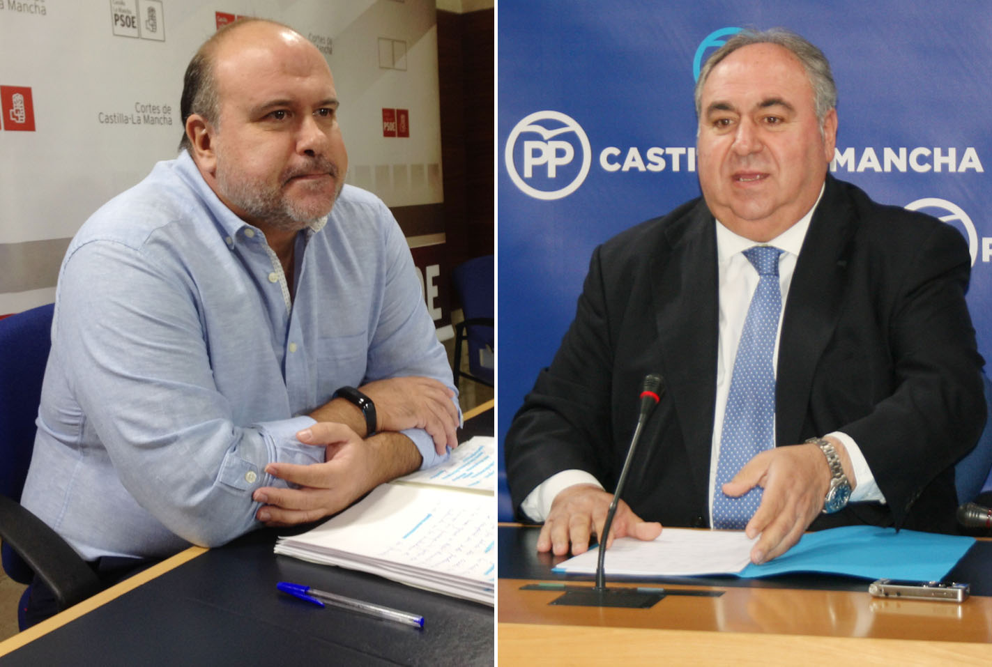 A la izquierda, el diputado regional del PSOE, Fausto Marín; a la derecha, el secretario general del PP de CLM, Vicente Tirado. Presupuestos