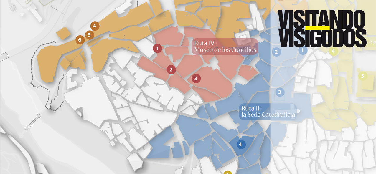 Mapa de las rutas propuestas por el Toledo visigodo.