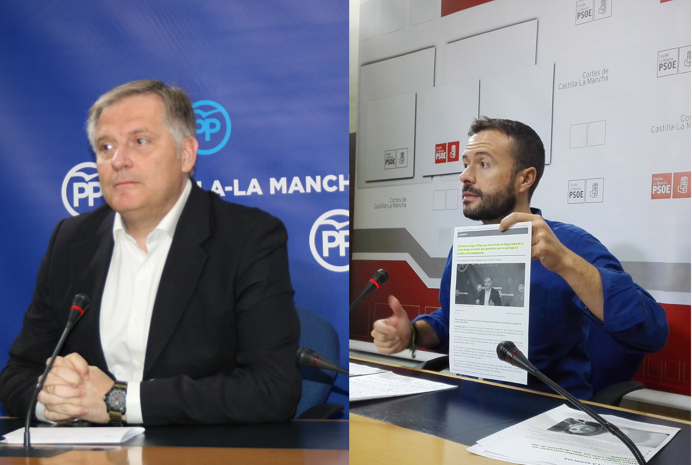 A la izquierda el portavoz del PP en las Corte de CLM, Francisco Escudero; a la derecha, el diputado regional del PSOE, José Luis Escudero.