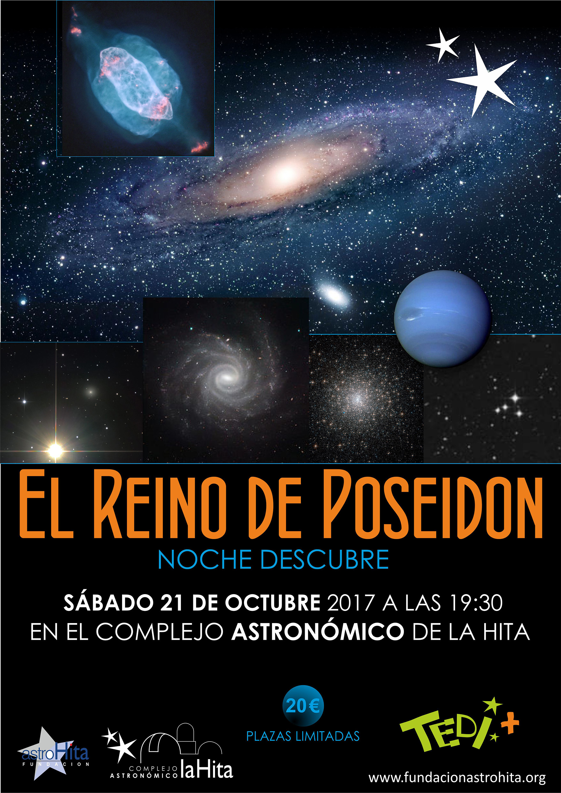 Cartel de la visita El Reino de Poseidón, del Observatorio de La Hita