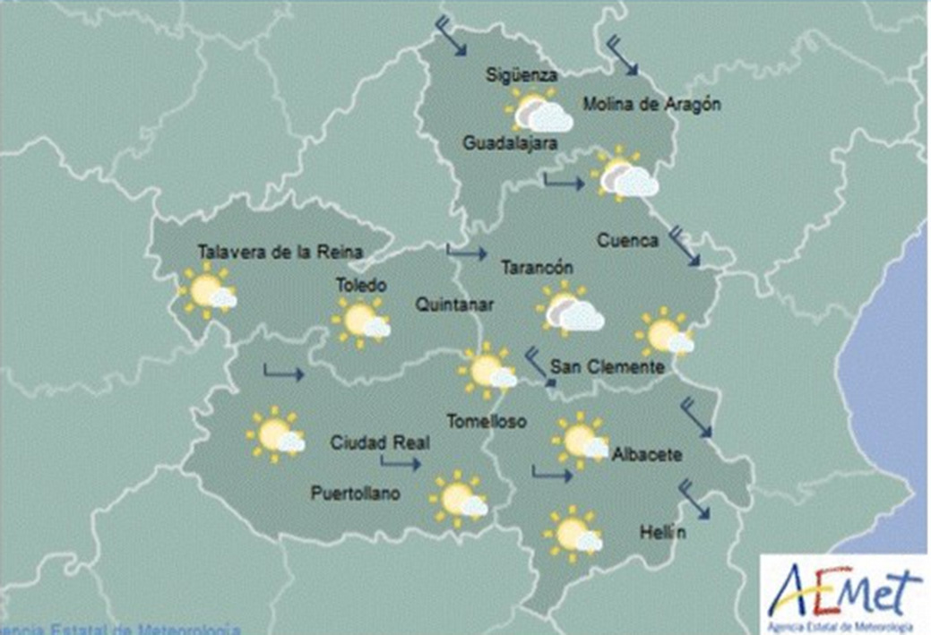 Mapa del tiempo del 19 de octubre. Fuente: Aemet Castilla-La Mancha