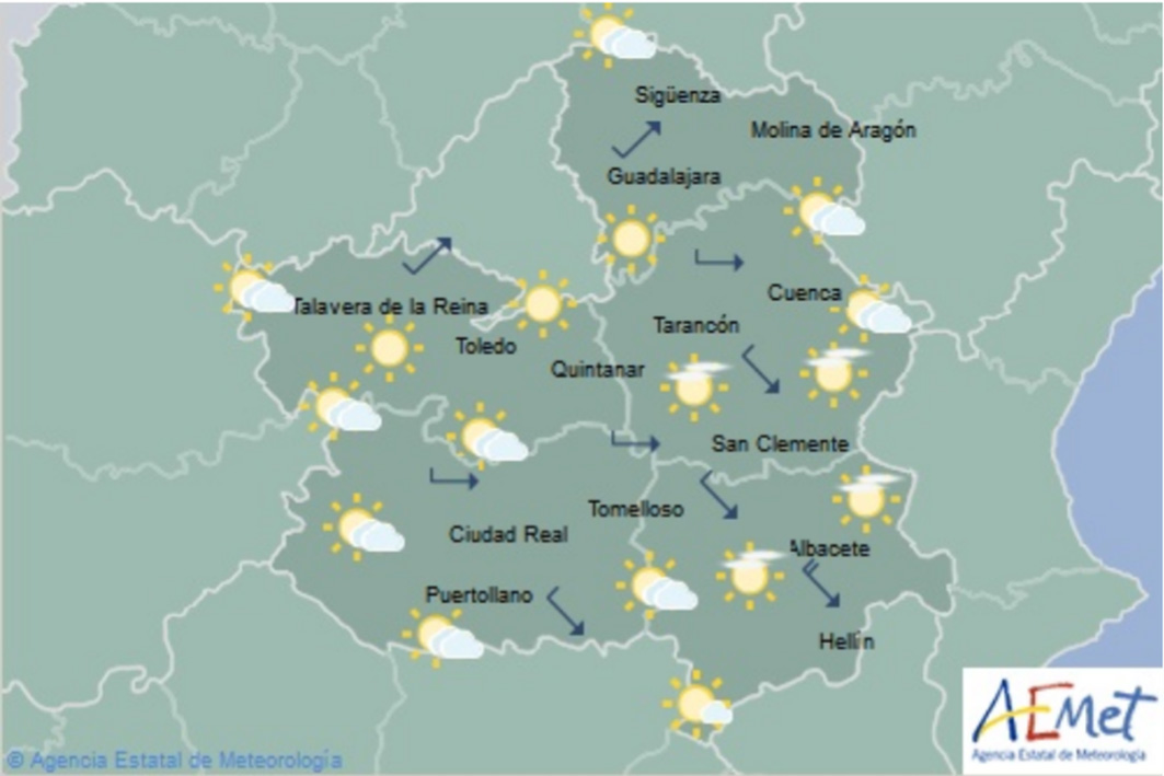 Mapa del tiempo para el 20 de octubre en Castilla-La Mancha.