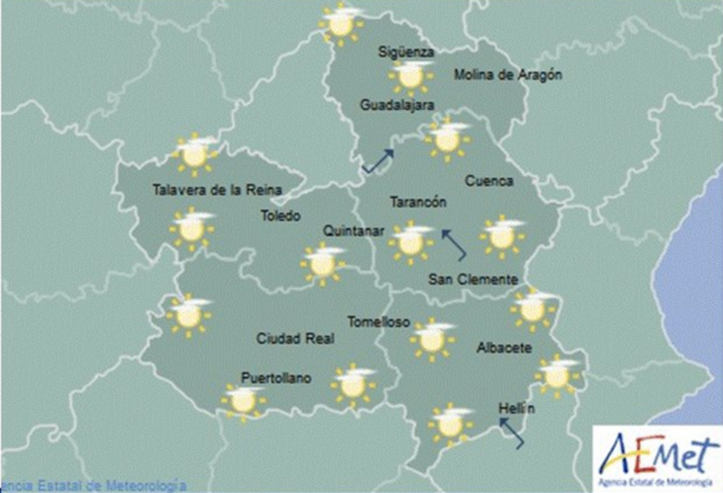 Mapa del tiempo para el 25 de octubre en Castilla-La Mancha.