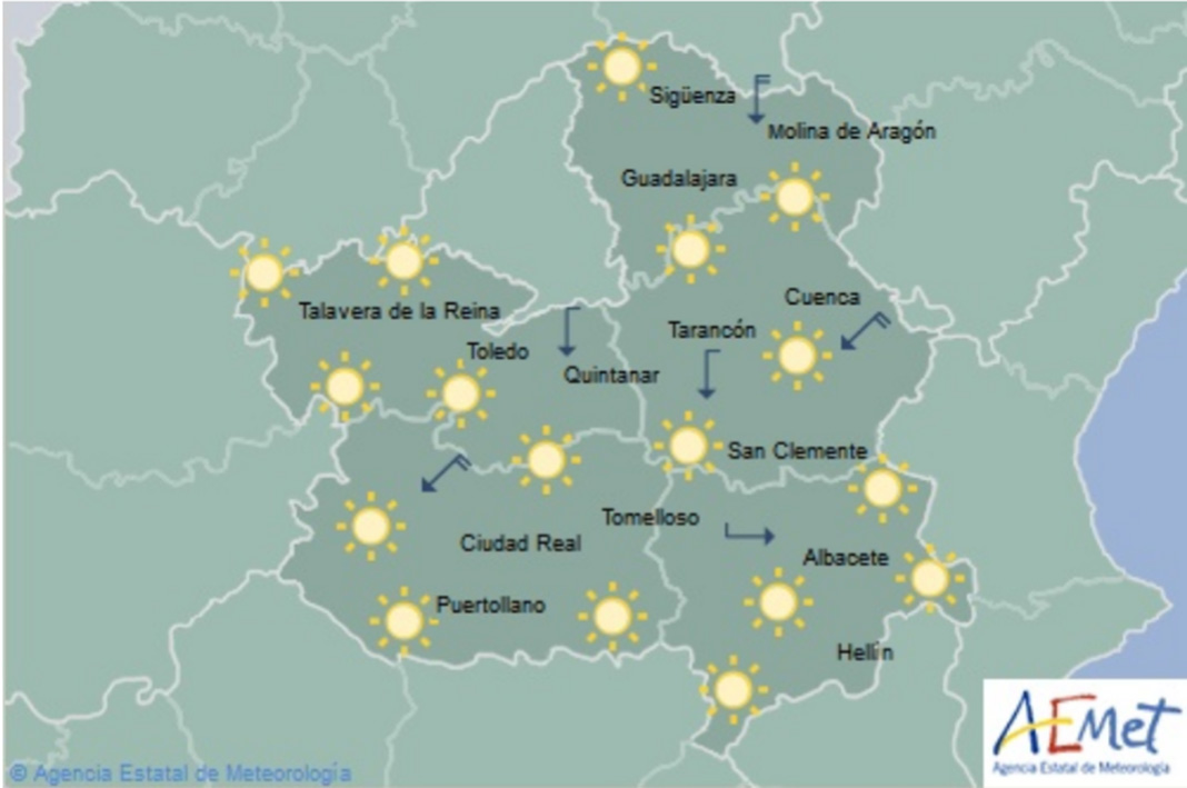 Mapa del tiempo para el 27 de octubre en Castilla-La Mancha