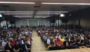 Aspecto de la reunión de delegado de Comisiones Obreras que se han citado en Toledo, entre ellos, Unai Sordo