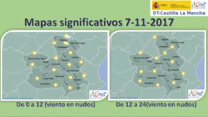 Mapa del tiempo para el 7 de octubre en Castilla-La Mancha. Fuente: Aemet.