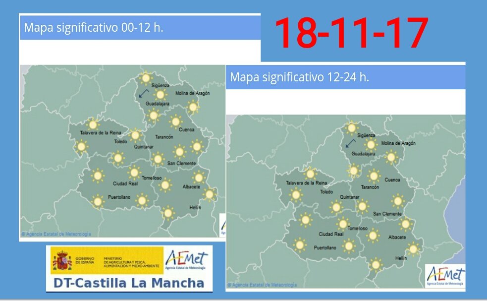 El tiempo en Castilla-La Mancha para el 18 de noviembre. Temperaturas
