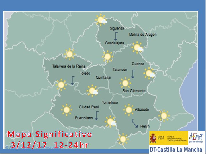 Mapa de la Aemet: frío en Castilla-La Mancha