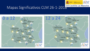 Previsión del tiempo para el 26 de enero en Castilla-La Mancha. Fuente: Aemet