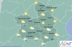 Predicción del tiempo para el 31 de enero en Castilla-La Mancha. Fuente: Aemet.