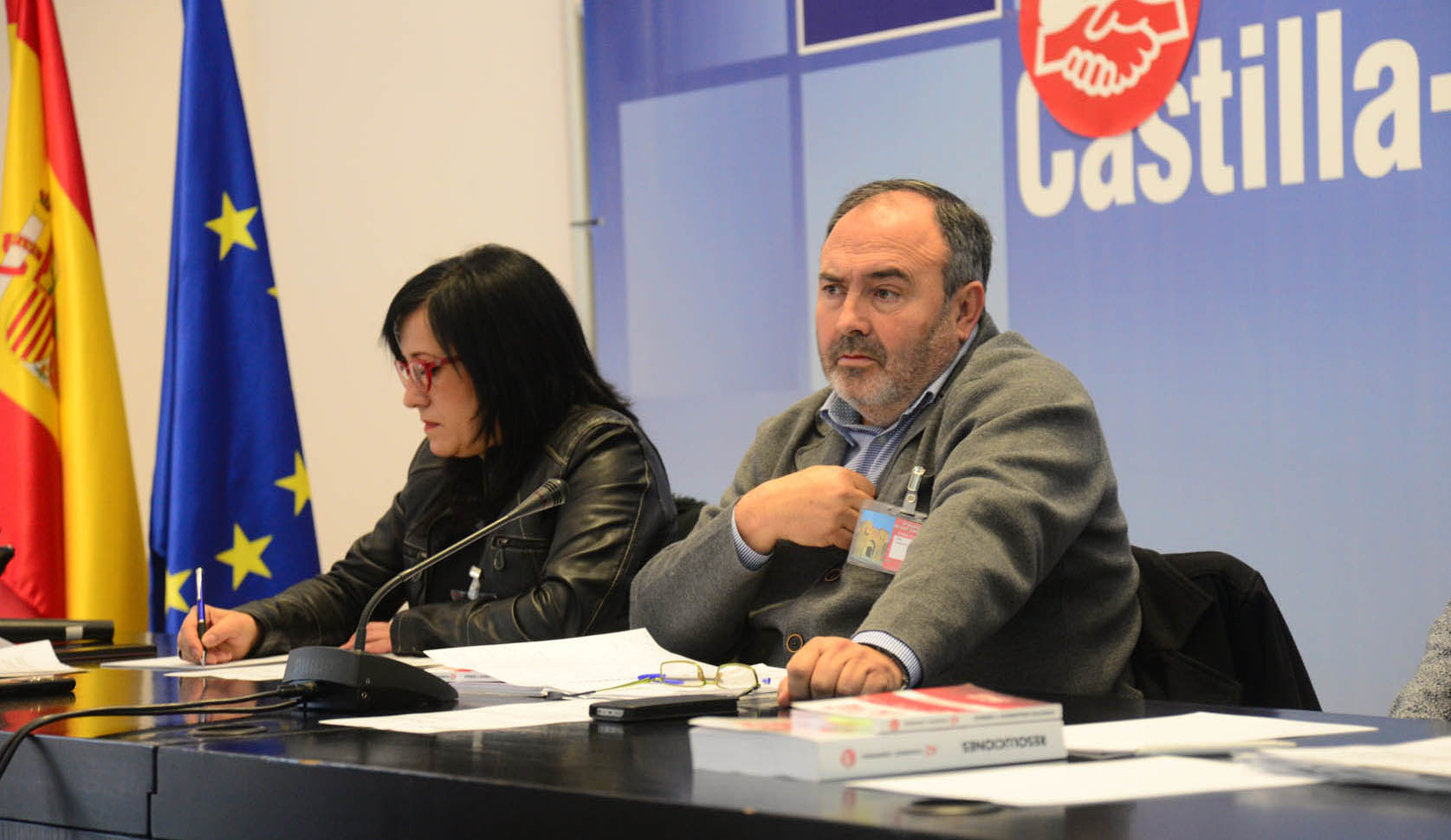 El secretario general y la secretaria de Organización de UGT CLM, Carlos Pedrosa y Laura Íñigo. convenio colectivo