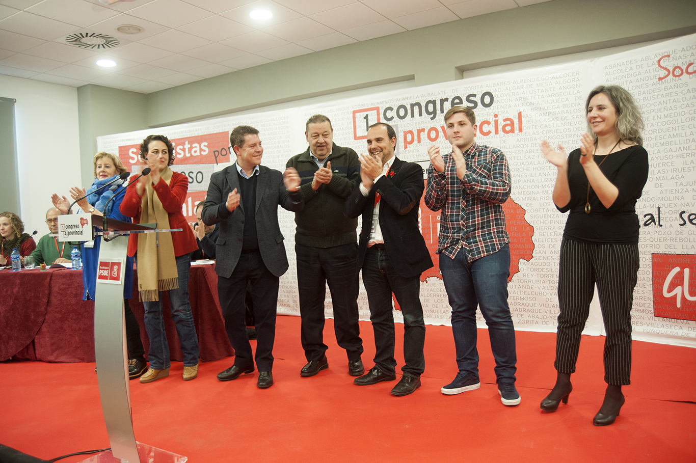 Page con Bellido y Valerio, en el Congreso del PSOE de Guadalajara