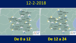 Mapa del tiempo para el 12 de febrero en Castilla-La Mancha. Fuente: Aemet.