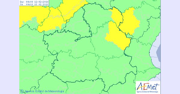 Mapa de avisos de la Aemet