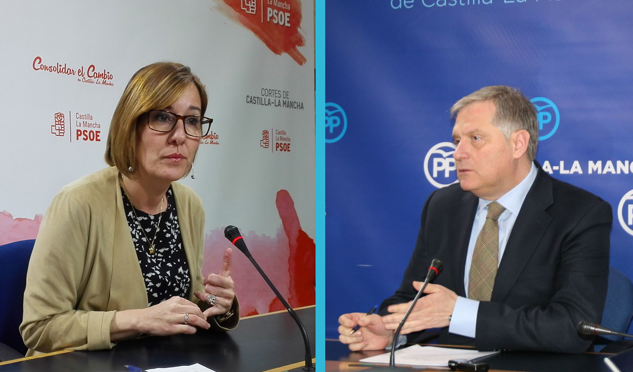 Blanca Fernández, portavoz del PSOE en las Cortes de CLM; y su homólogo en el PP, Francisco Cañizares. ELA