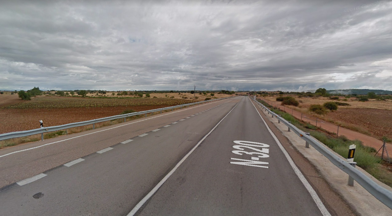 Imagen de la N-320 de Google Maps, que no corresponde al punto exacto del accidente. yebes valdeluz