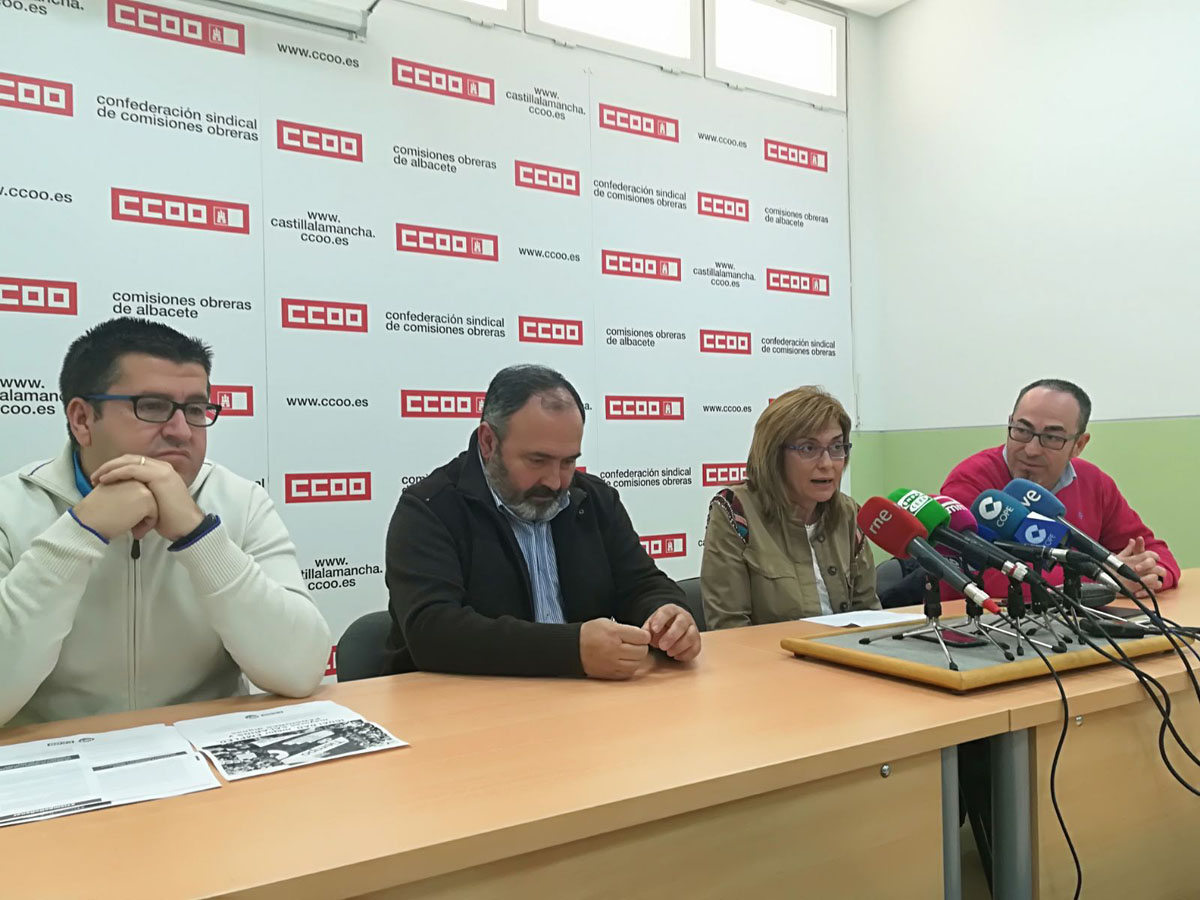 Rueda de prensa ofrecida por CCOO y UGT.