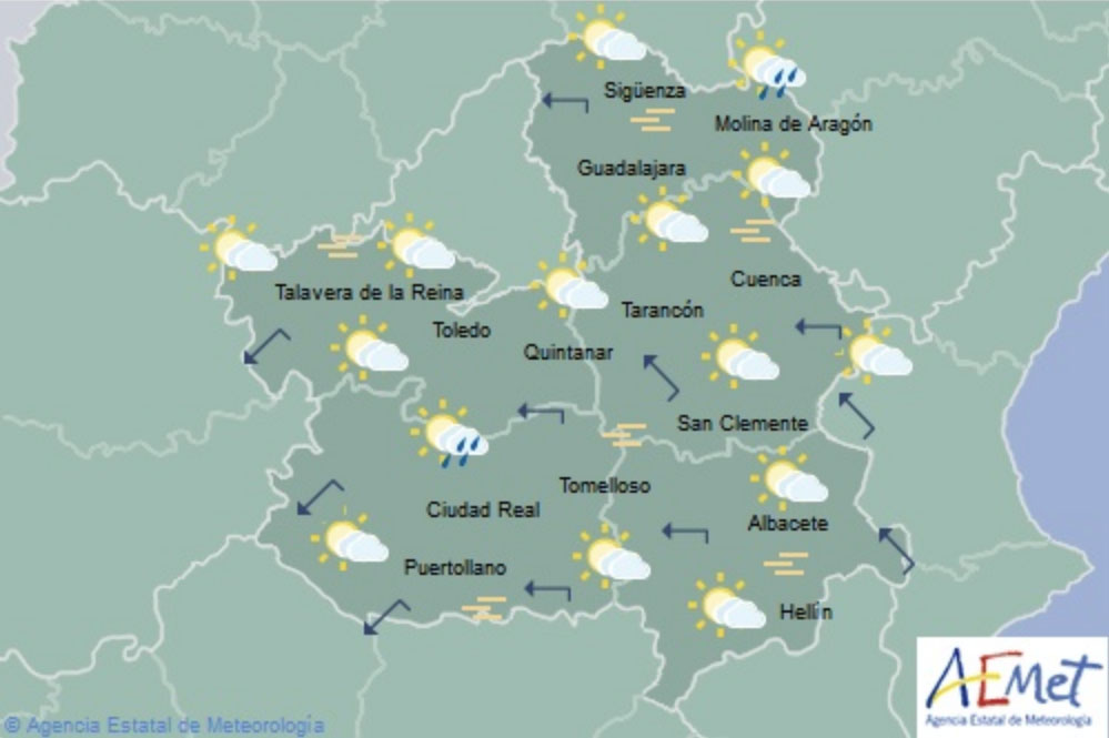 Predicción del tiempo para hoy lunes en CLM.