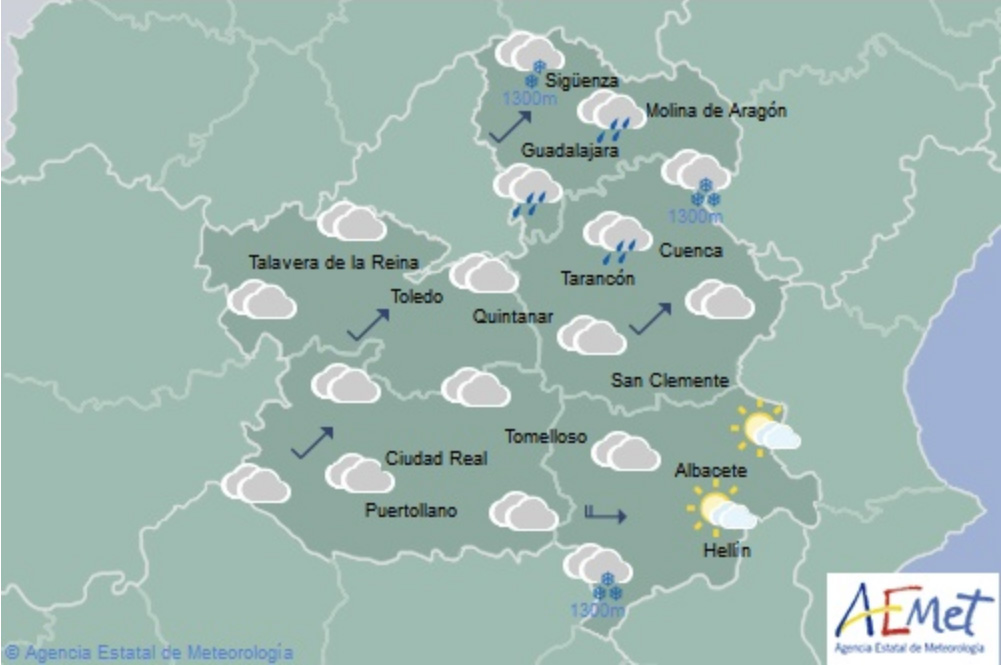 Predicción del tiempo para Castilla-La Mancha.
