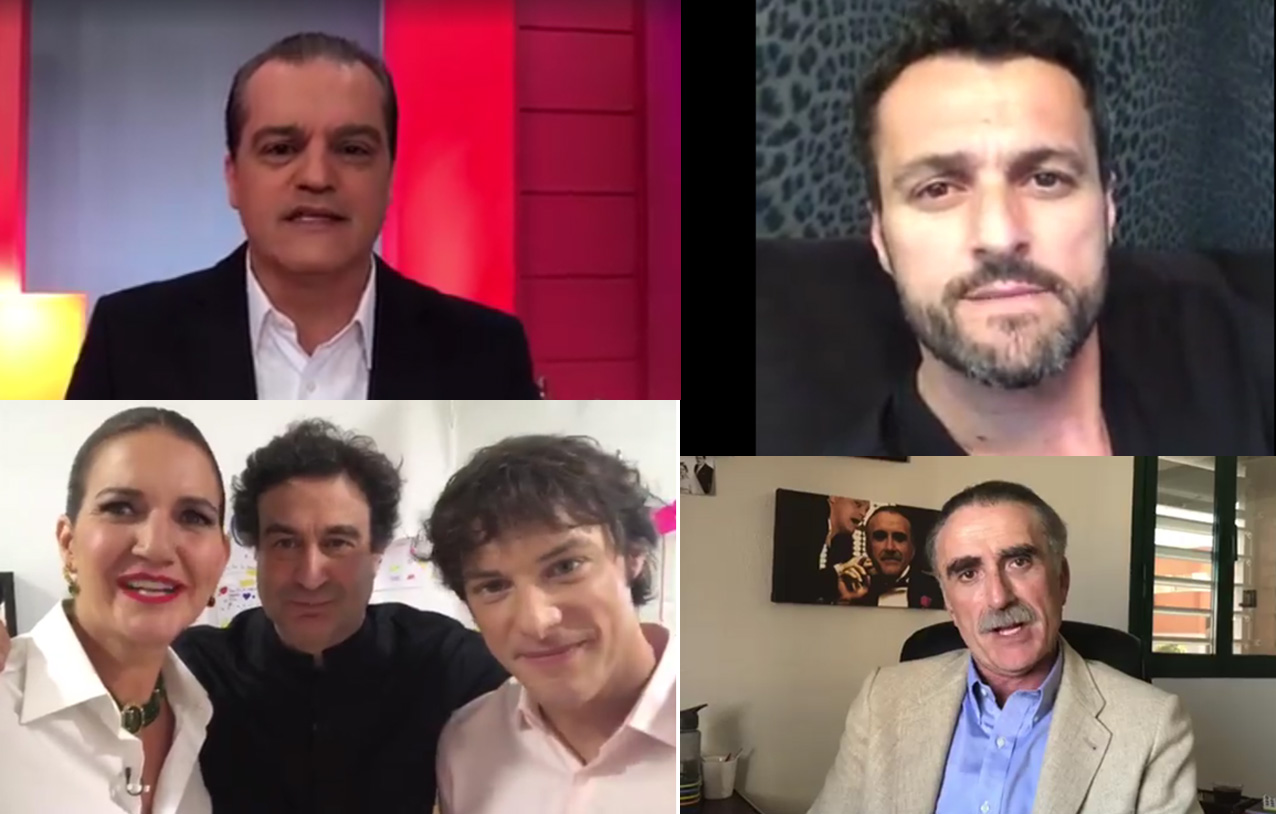 De izquierda a derecha y de arriba a abajo, Ramón García, Kiko Narváez, el jurado de Masterchef y Juan y Medio. ELA yuncos