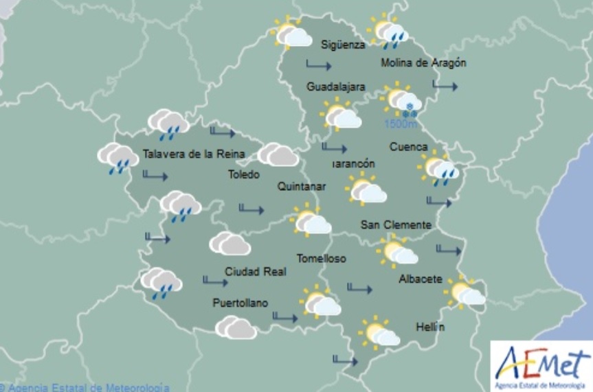 Previsión del tiempo para el domingo 8 de Aemet.