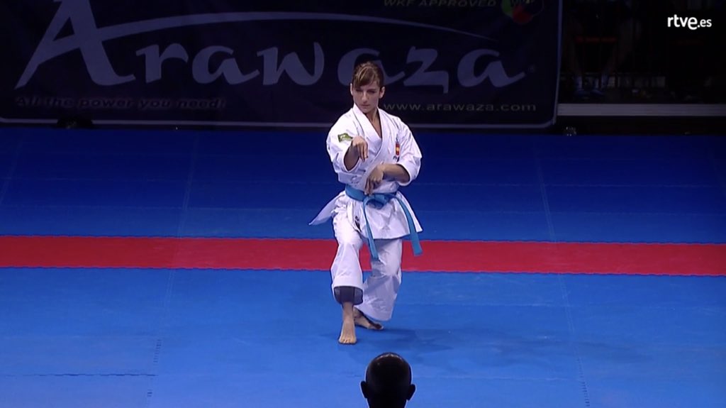 Sandra Sánchez durante su participación en el Europeo de Serbia. Foto: @RFEKarate
